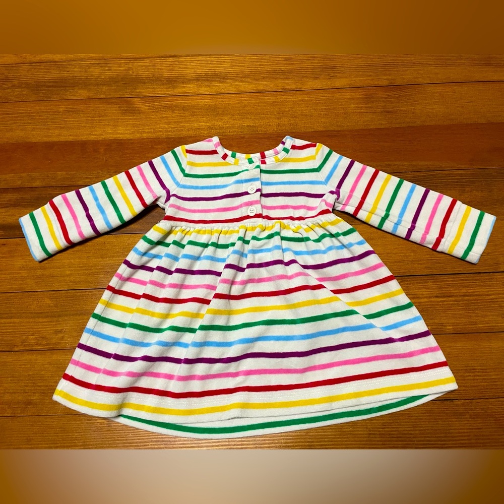 Hanna Andersson Multicolor Striped Velour Dress Size 80 cm 18-24 or Months